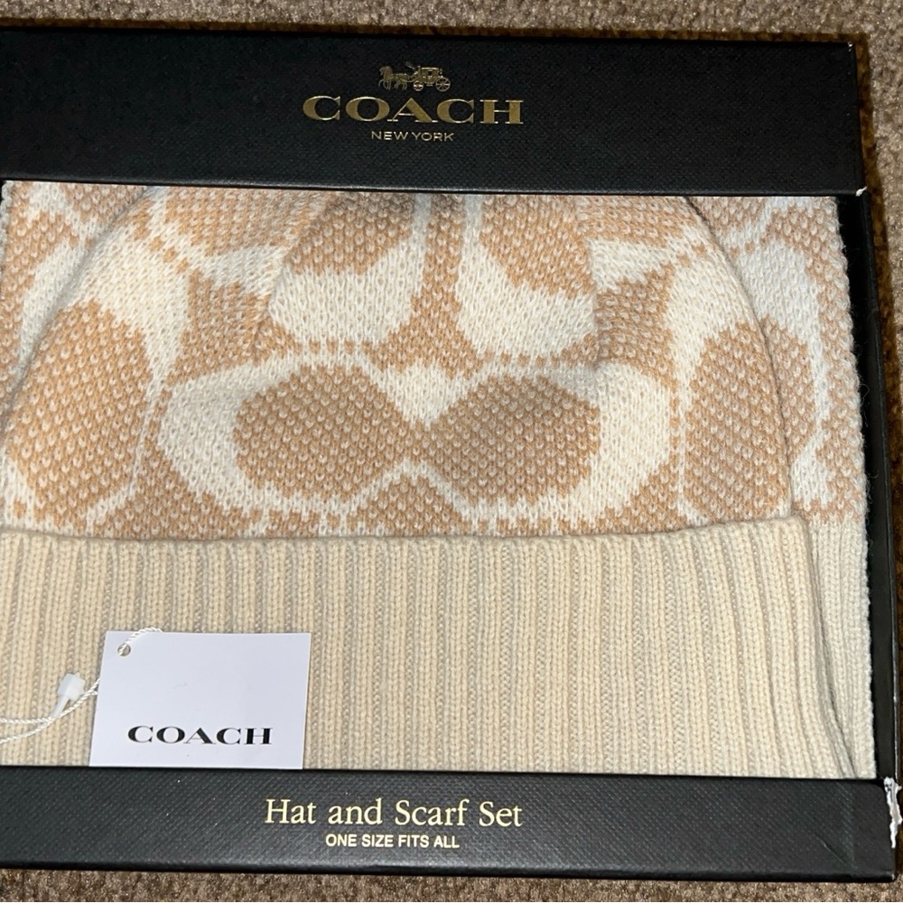 Coach Hat and Scarf Set Camel NWT
